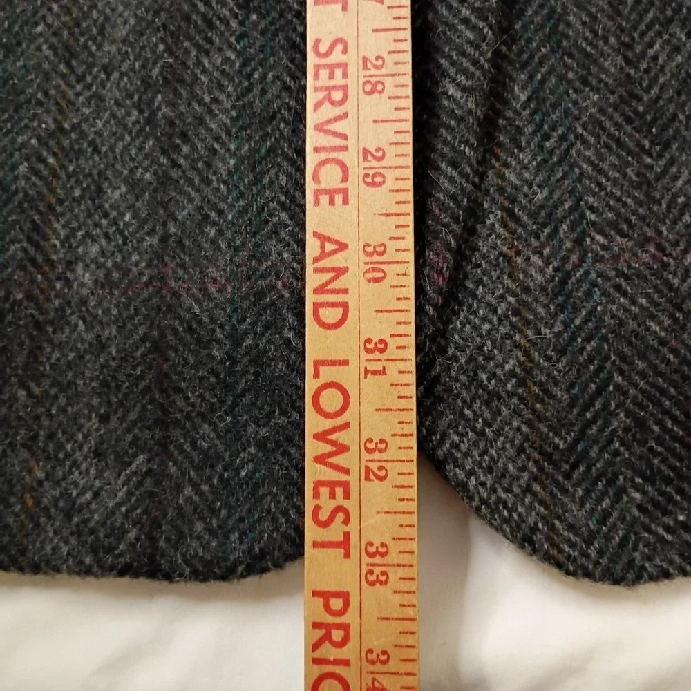 Haggar Blazer Mens 40 Gray Herringbone Tweed‎ Elbow Patches Sport Coat Jacket